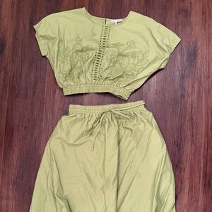 Green Eyelet Moon River Skirt Set